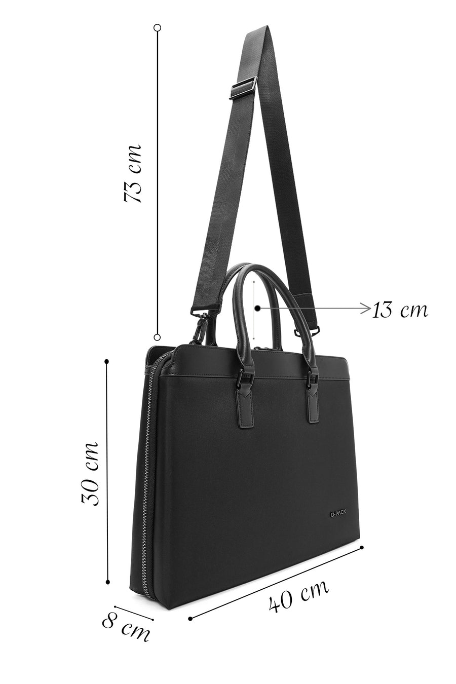 D-Pack Men's Black Long Strap Briefcase