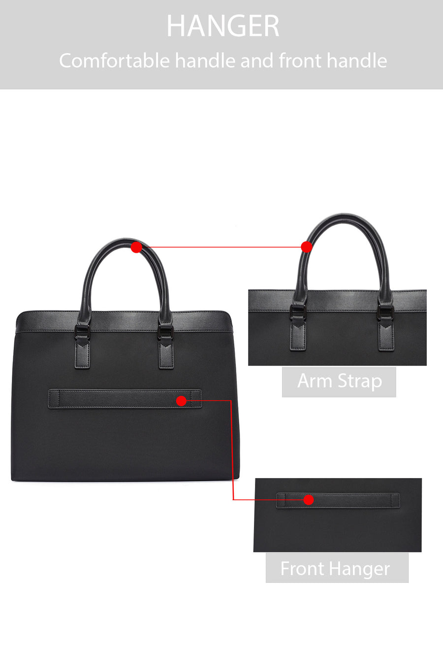 D-Pack Men's Black Long Strap Briefcase