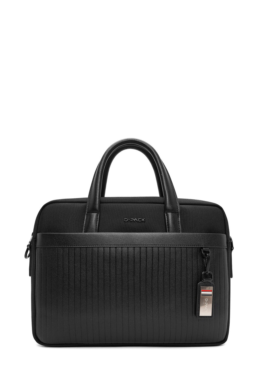 D-Pack Men's Black Long Strap Fabric Briefcase
