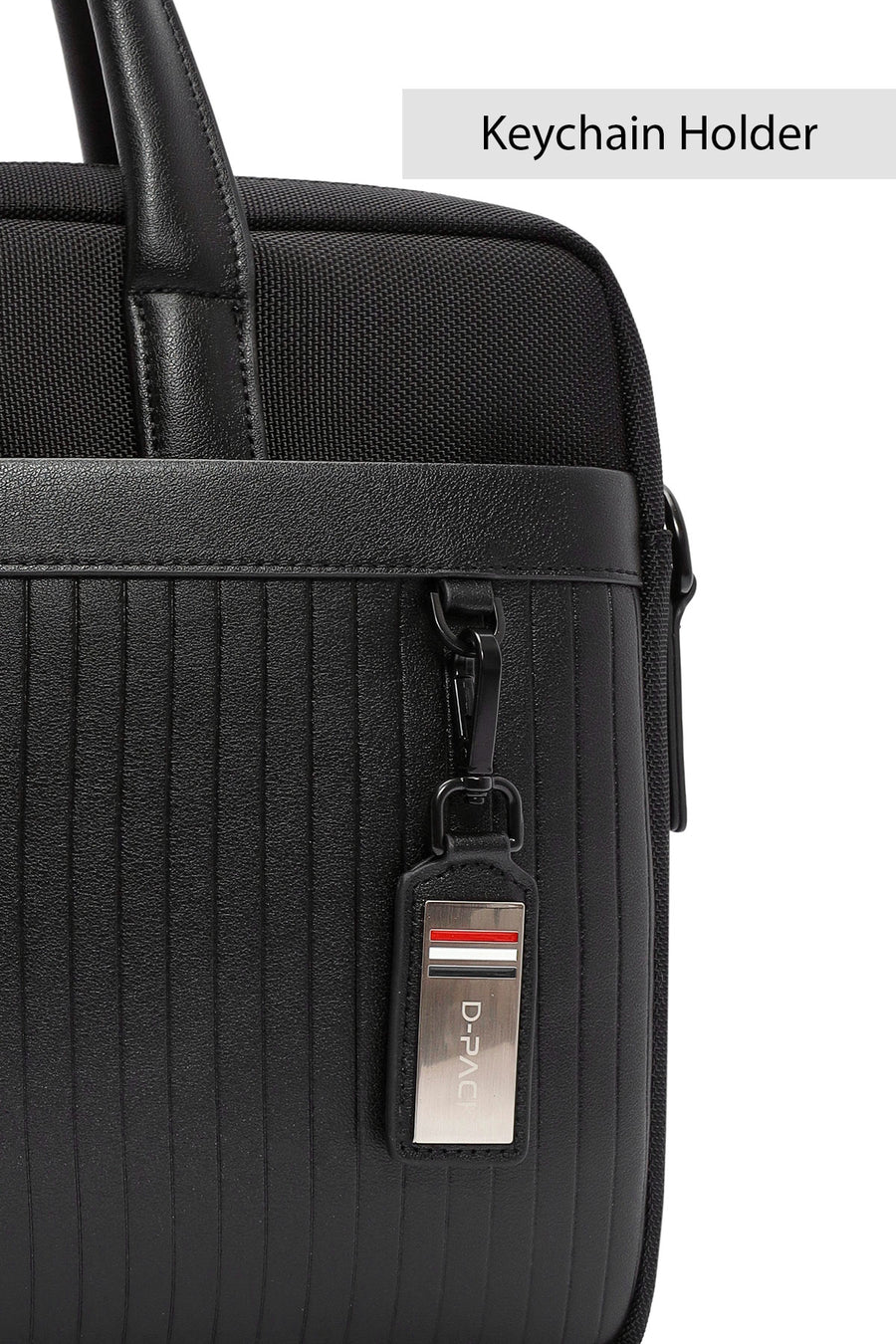 D-Pack Men's Black Long Strap Fabric Briefcase