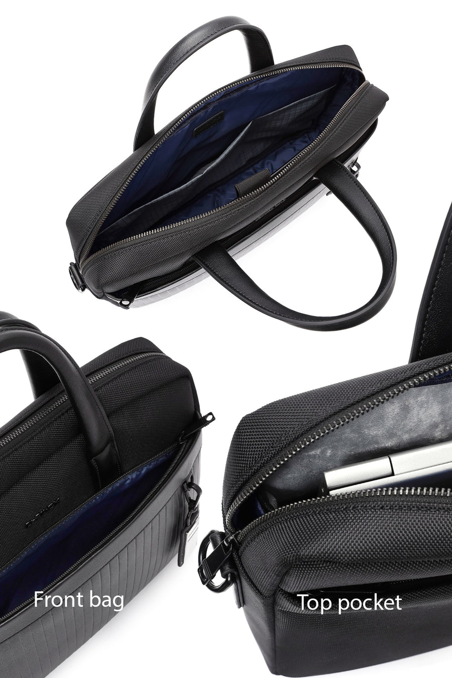 D-Pack Men's Black Long Strap Fabric Briefcase