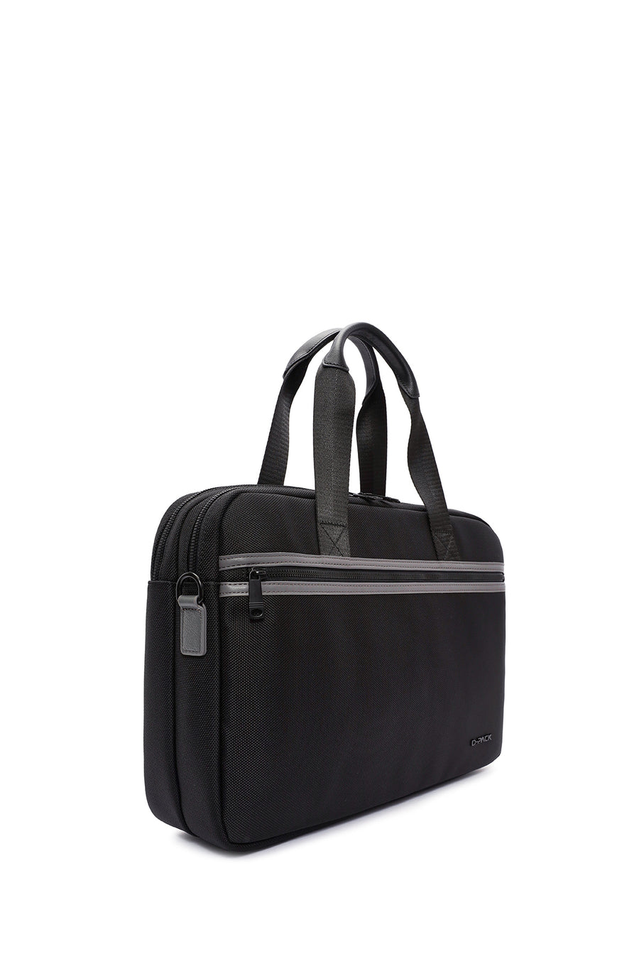 D-Pack Men's Black Long Strap Fabric Briefcase