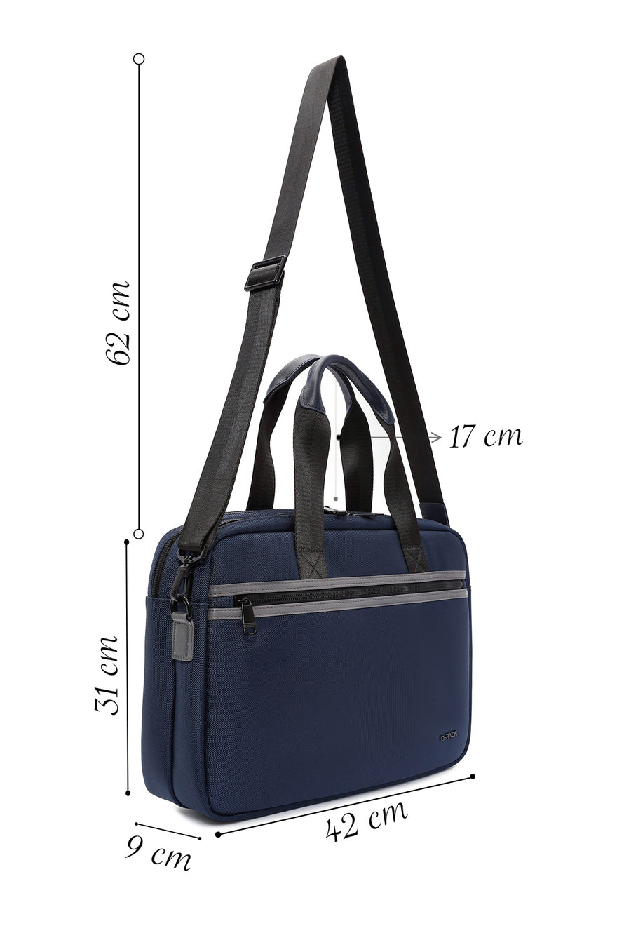D-Pack Men's Navy Blue Long Strap Fabric Briefcase