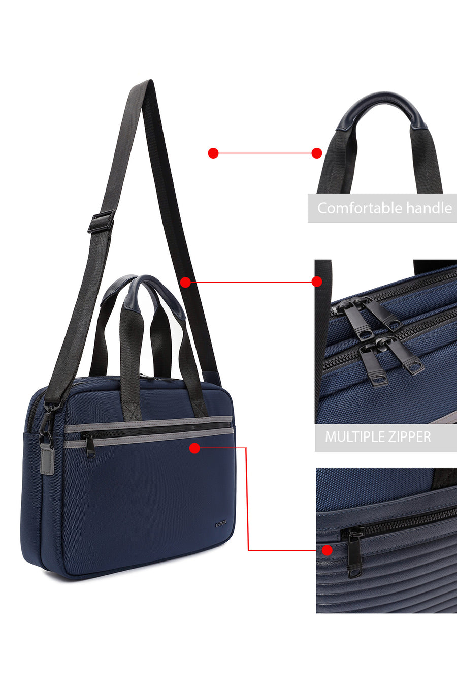 D-Pack Men's Navy Blue Long Strap Fabric Briefcase