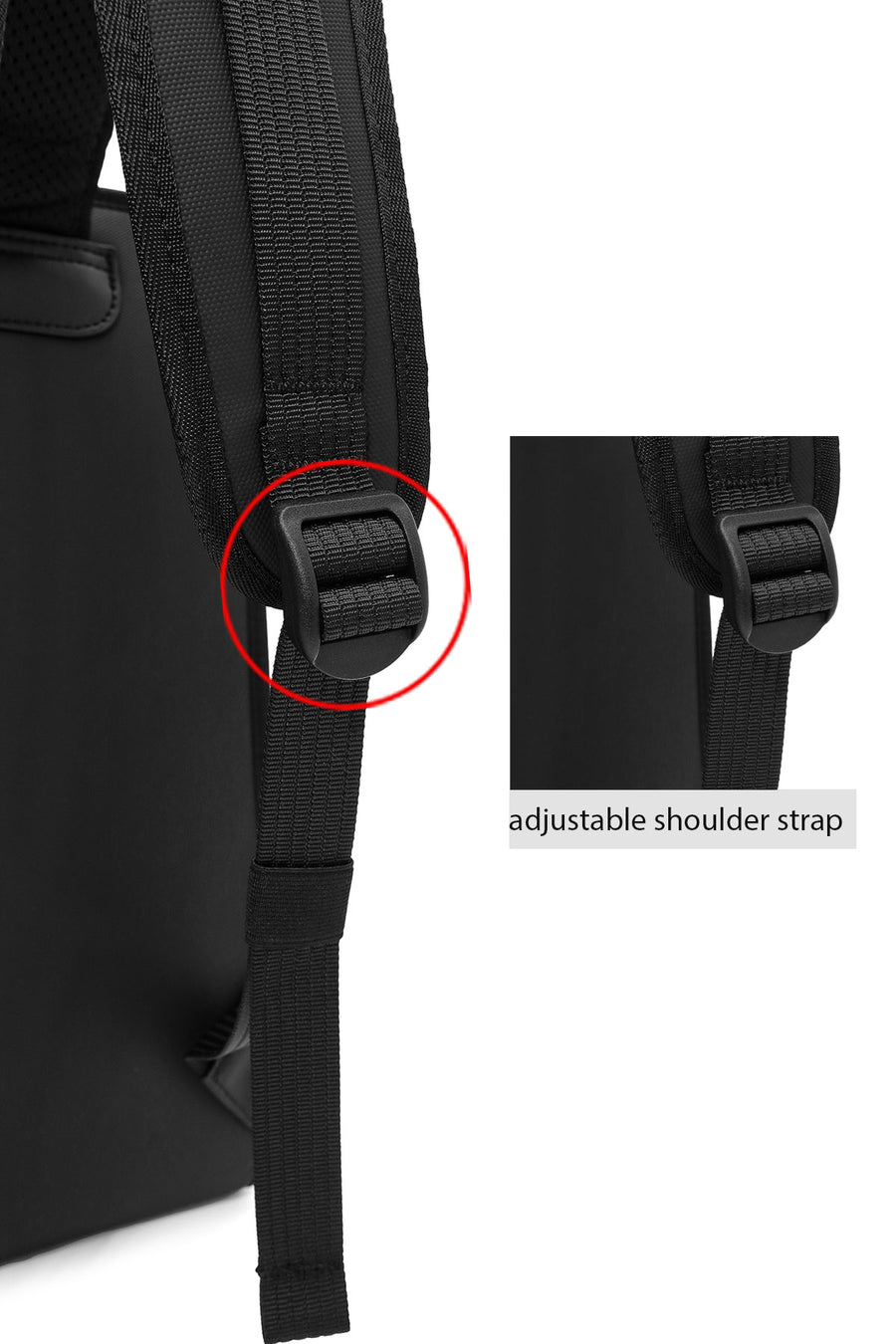 D-Pack Unisex Black Fabric Backpack