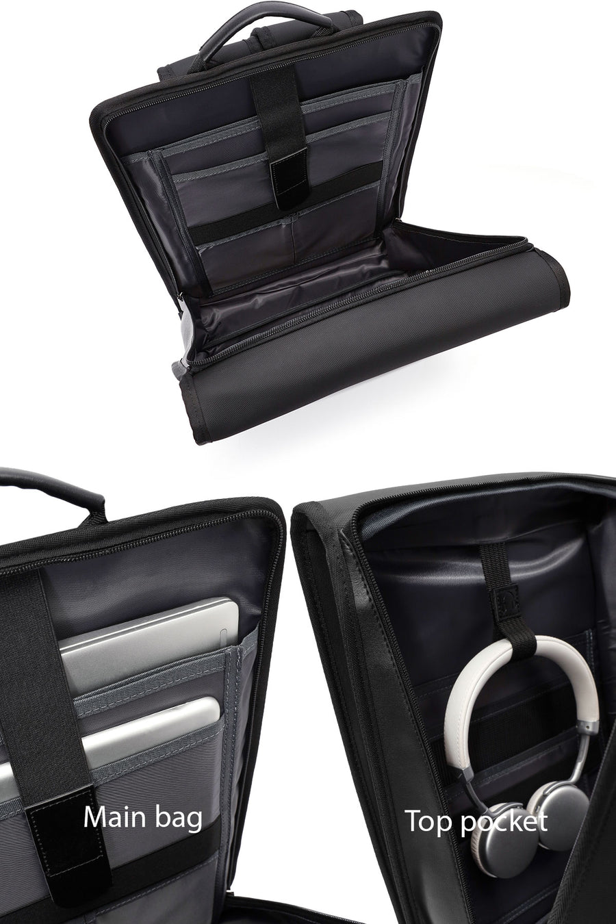 D-Pack Unisex Black Fabric Backpack