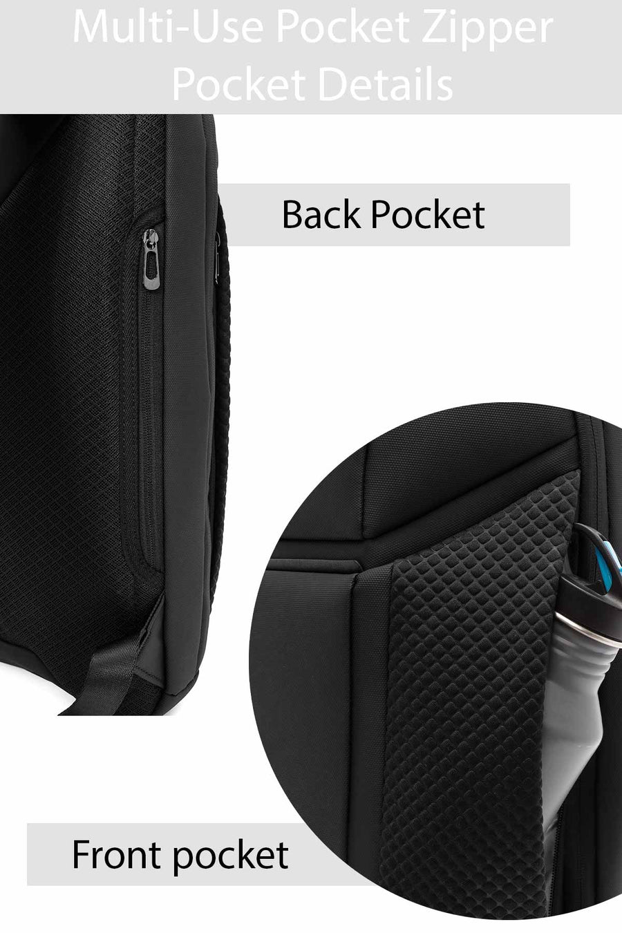 D-Pack Unisex Black Fabric Backpack