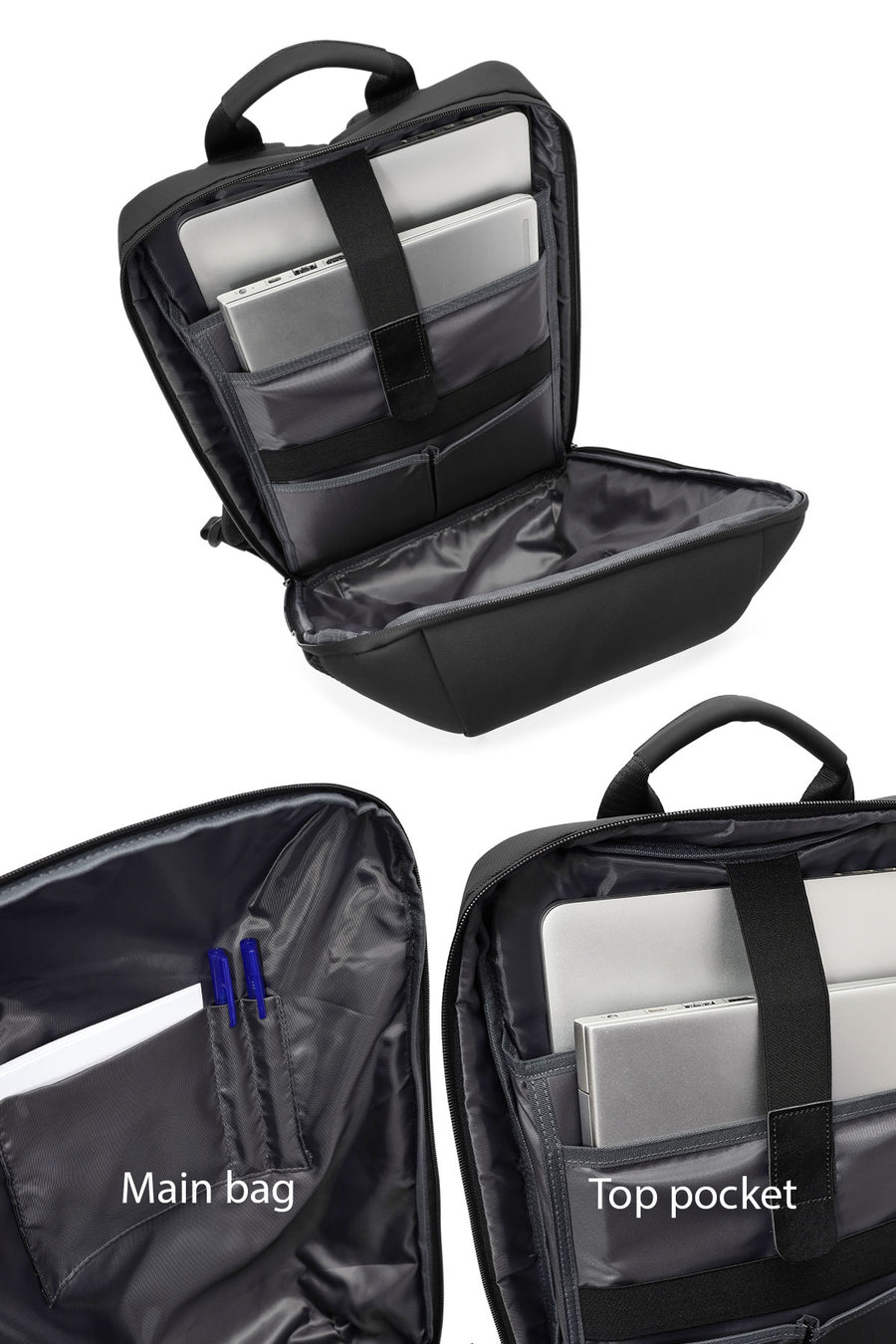 D-Pack Unisex Black Fabric Backpack