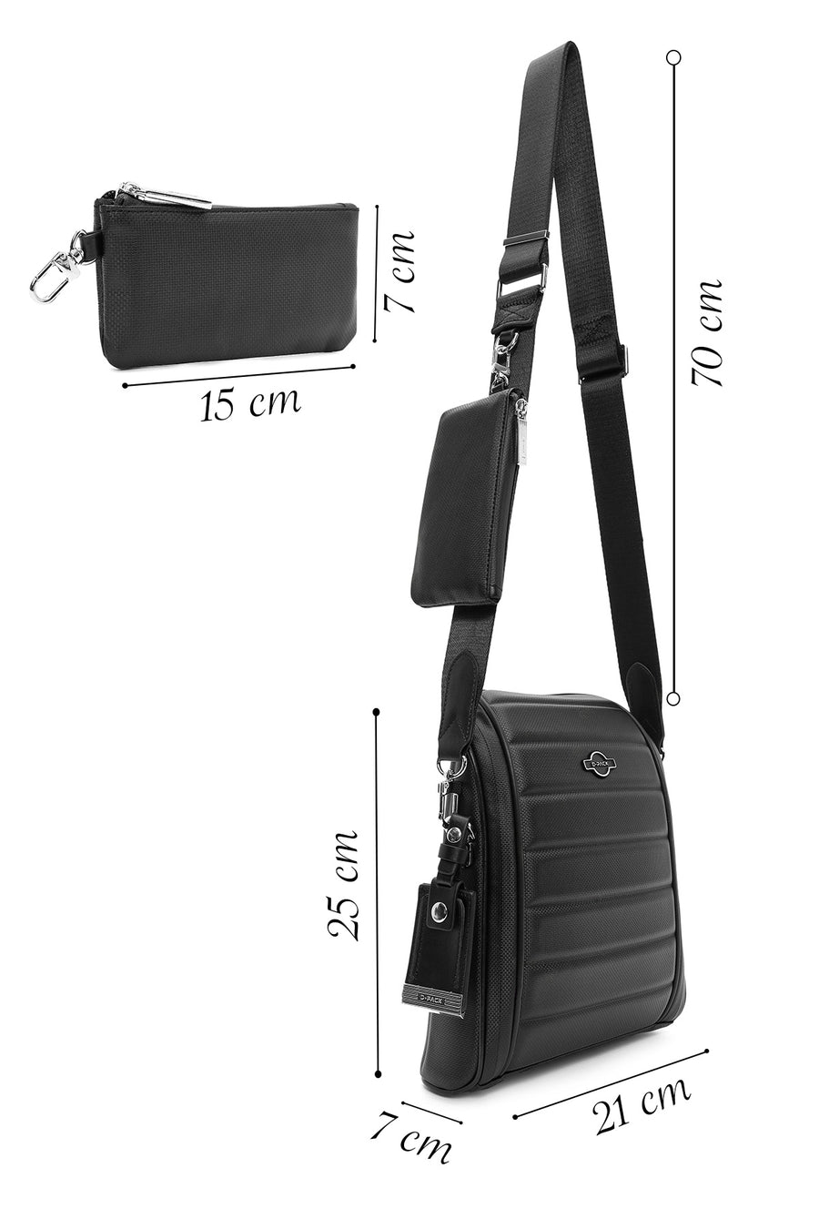 D-Pack Men's Black Crossbody Bag