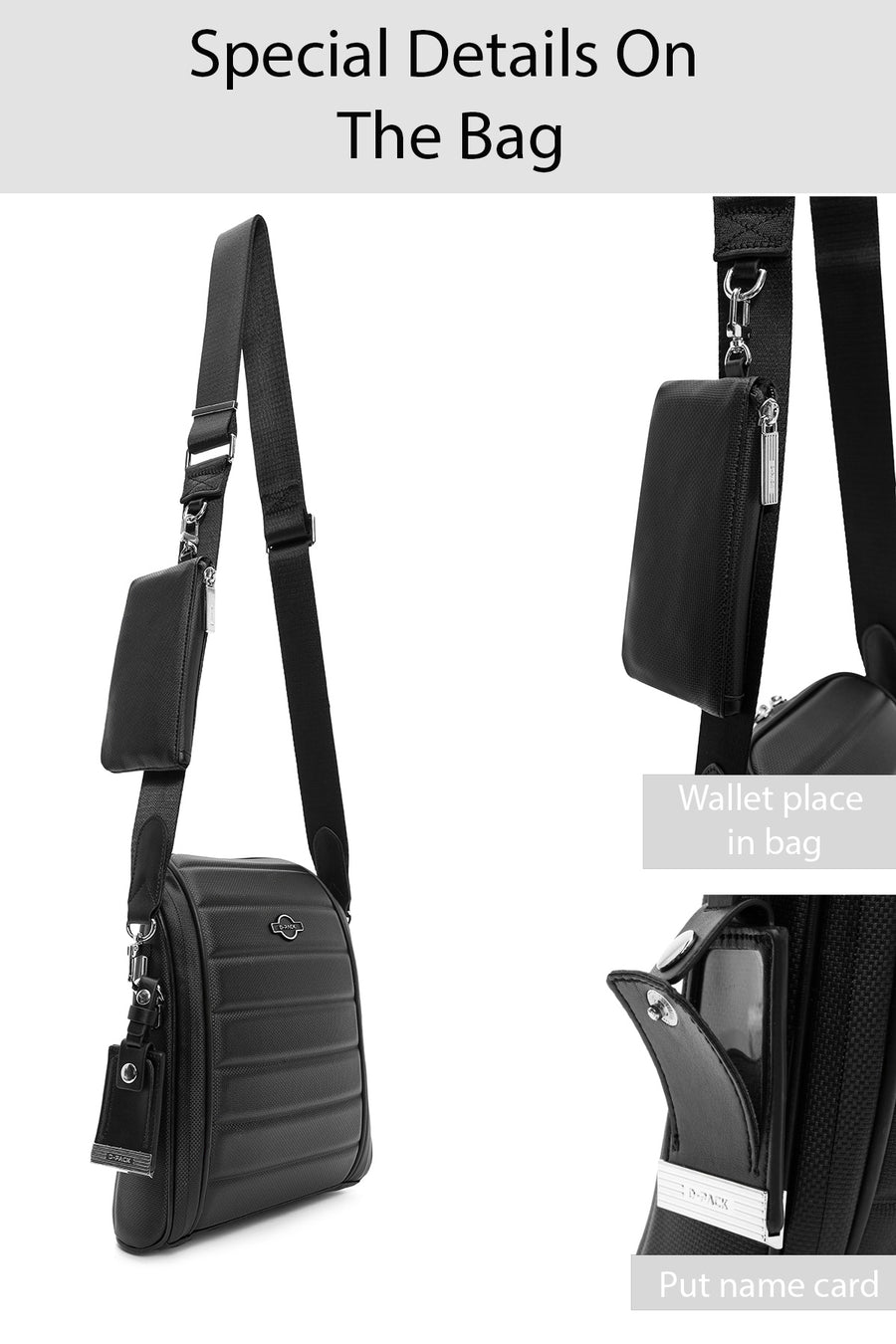 D-Pack Men's Black Crossbody Bag
