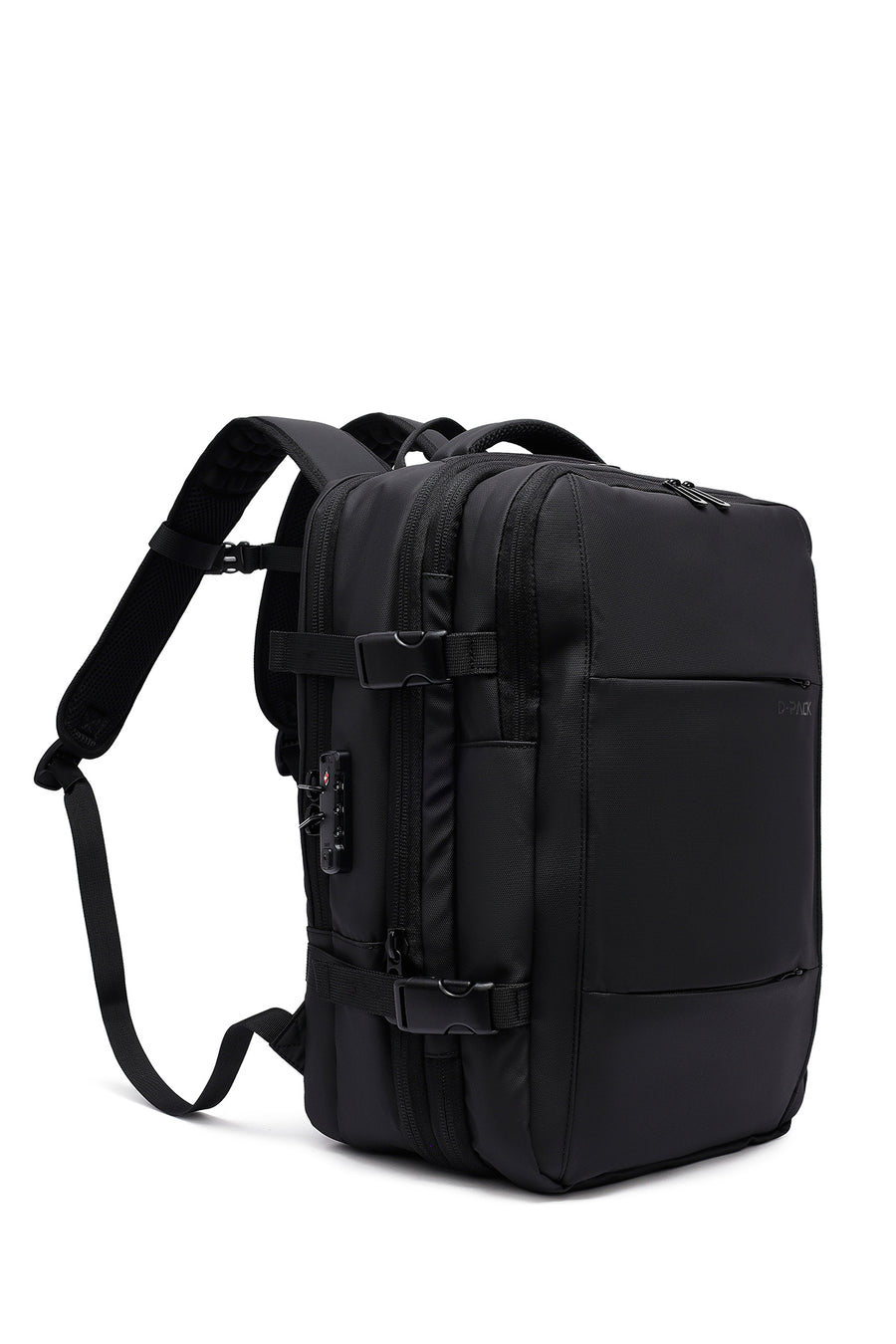 D-Pack Unisex Black Fabric Backpack