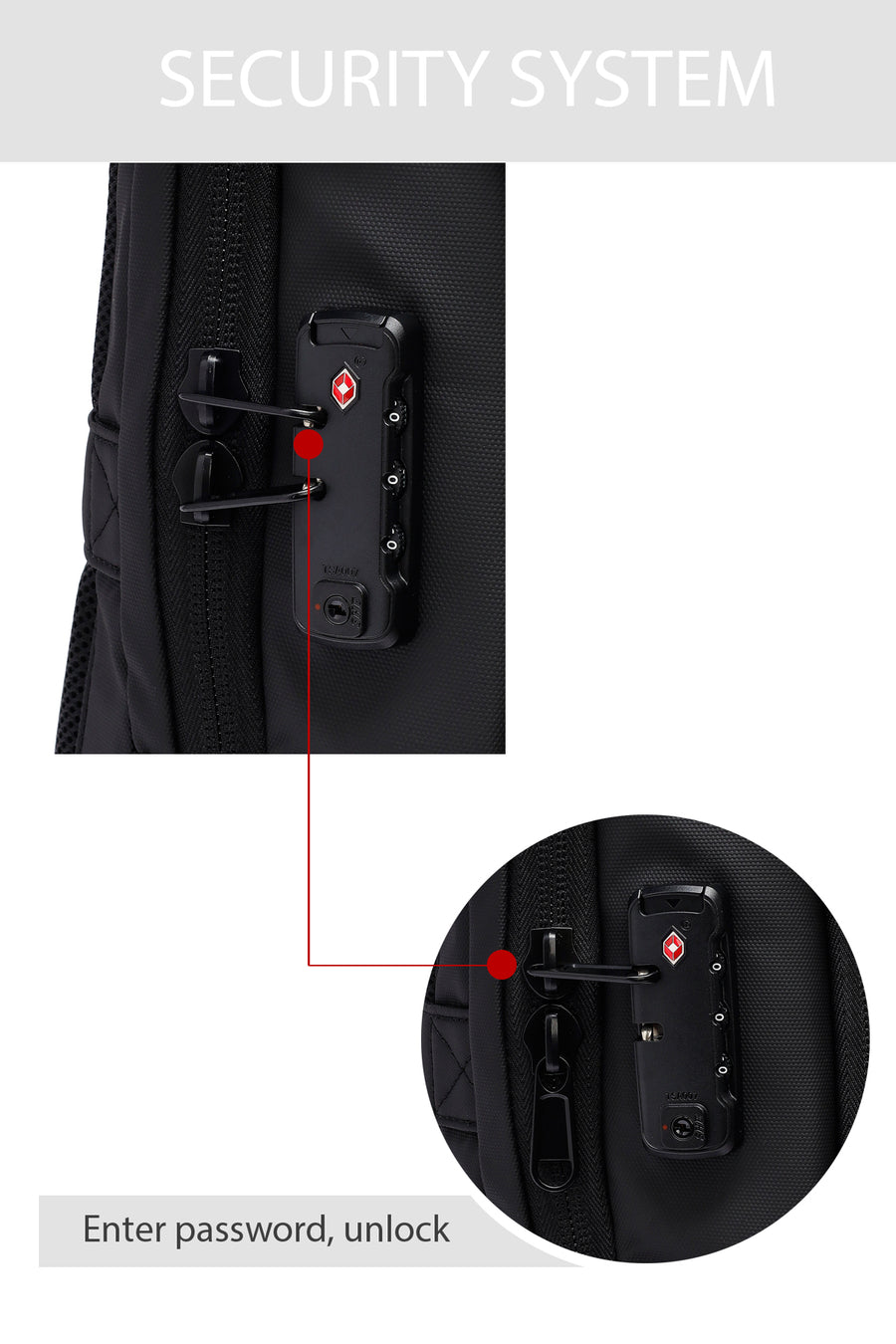 D-Pack Unisex Black Fabric Backpack