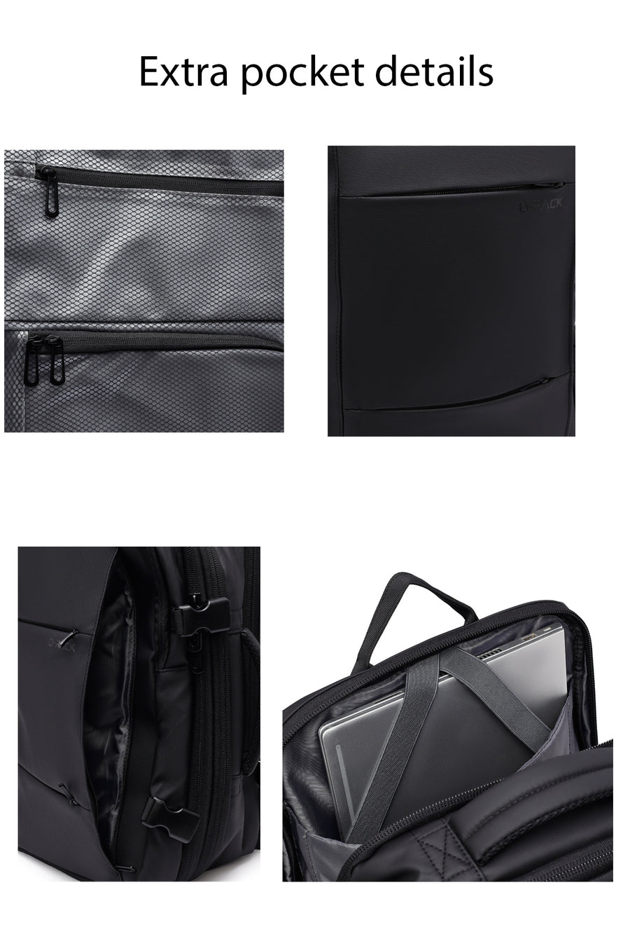 D-Pack Unisex Black Fabric Backpack