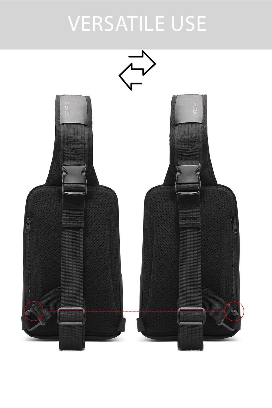 D-Pack Men's Black Tech Backpack