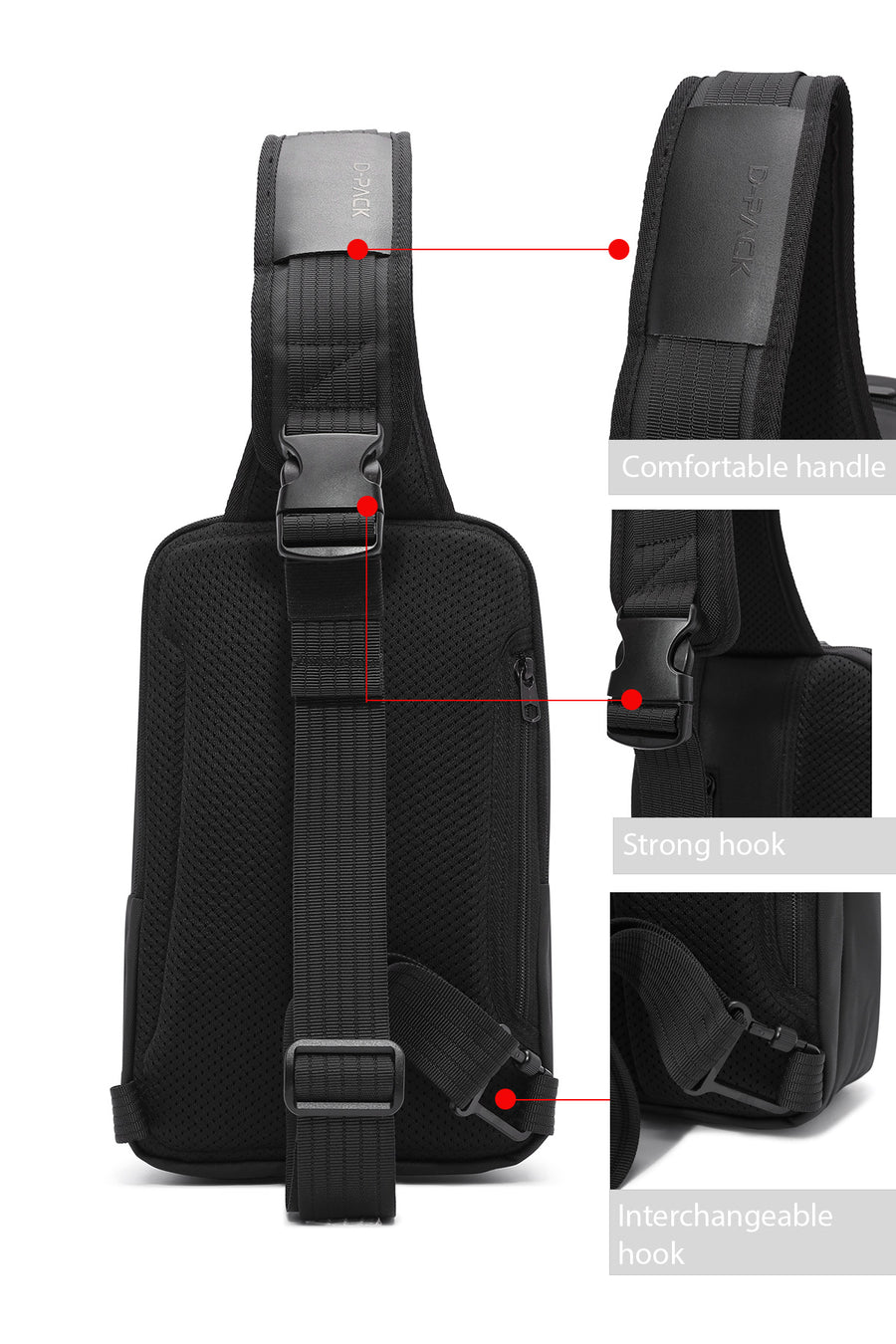 D-Pack Men's Black Tech Backpack