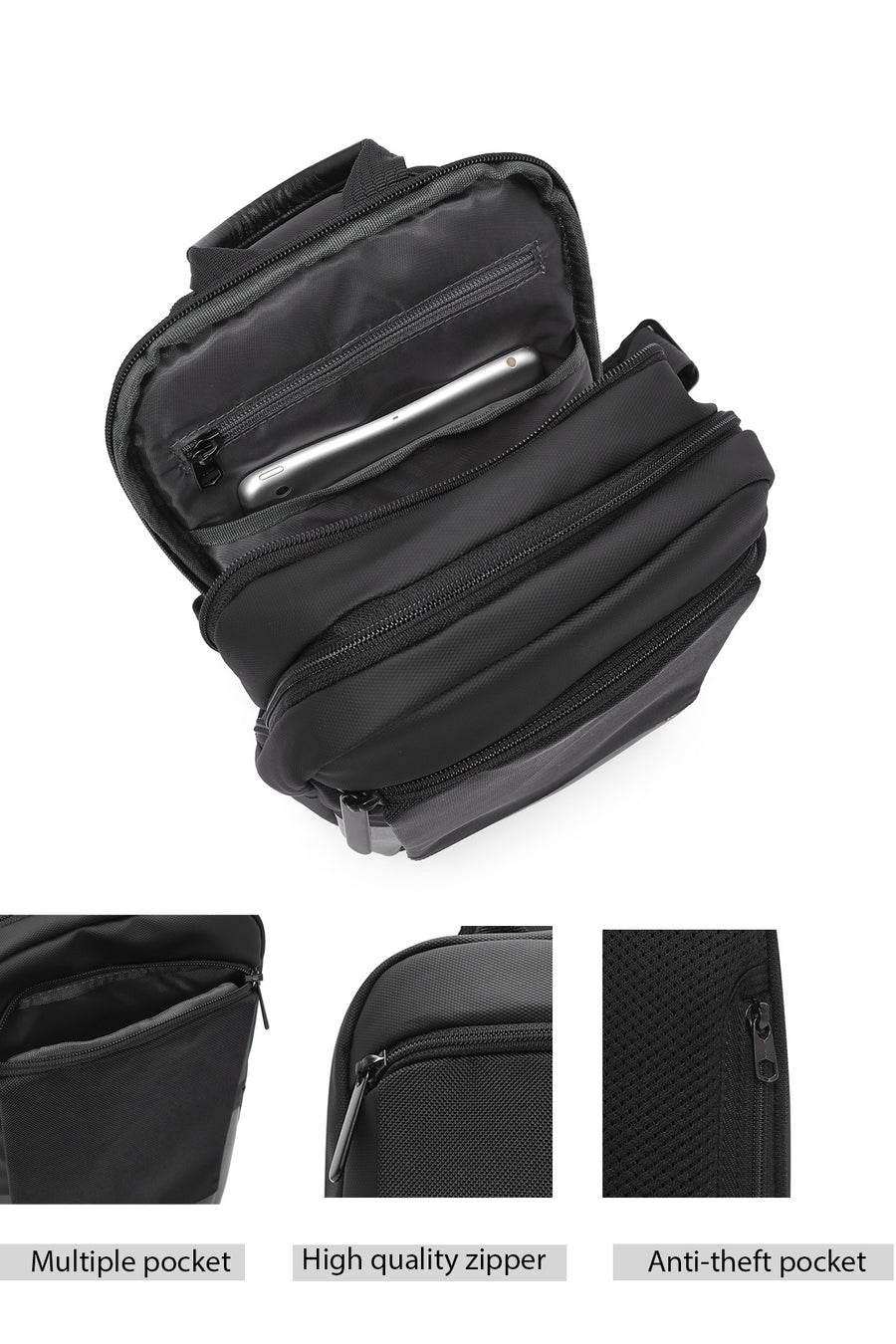 D-Pack Men's Black Tech Backpack