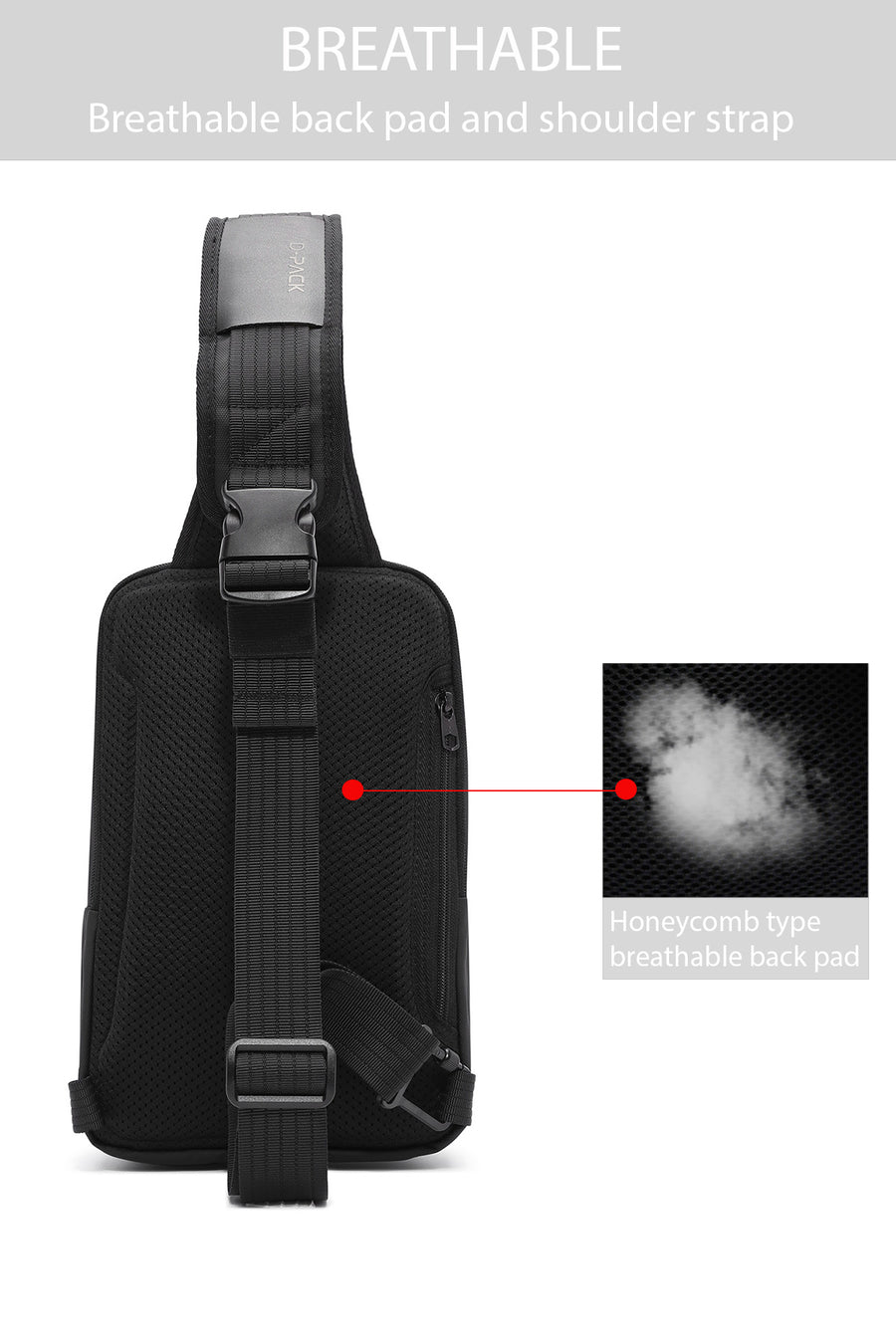 D-Pack Men's Black Fabric Crossbody Bag