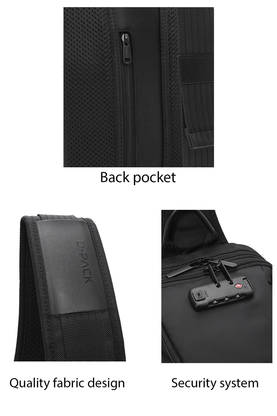 D-Pack Men's Black Fabric Crossbody Bag