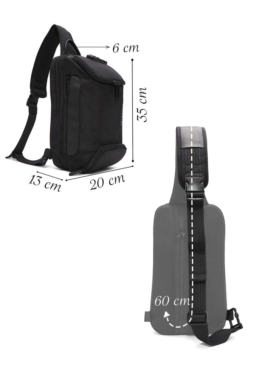 D-Pack Men's Black Fabric Crossbody Bag