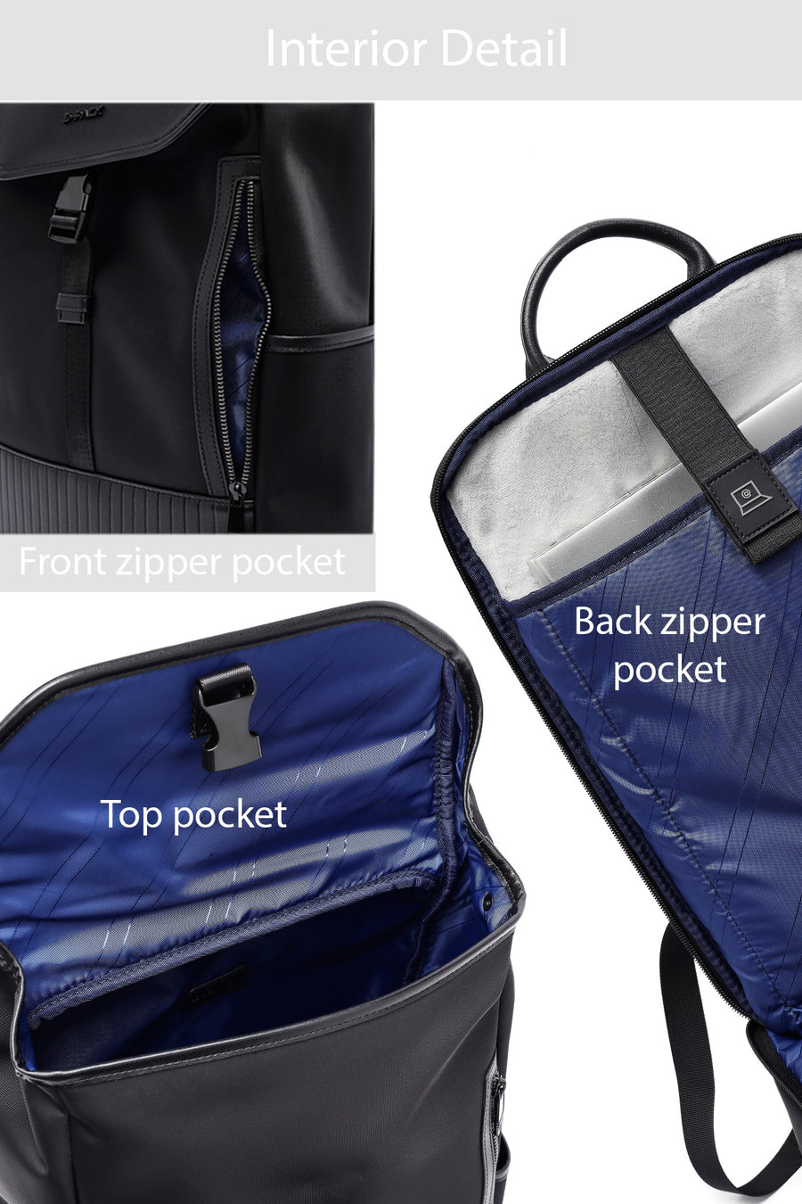 D-Pack Unisex Black Leather Backpack