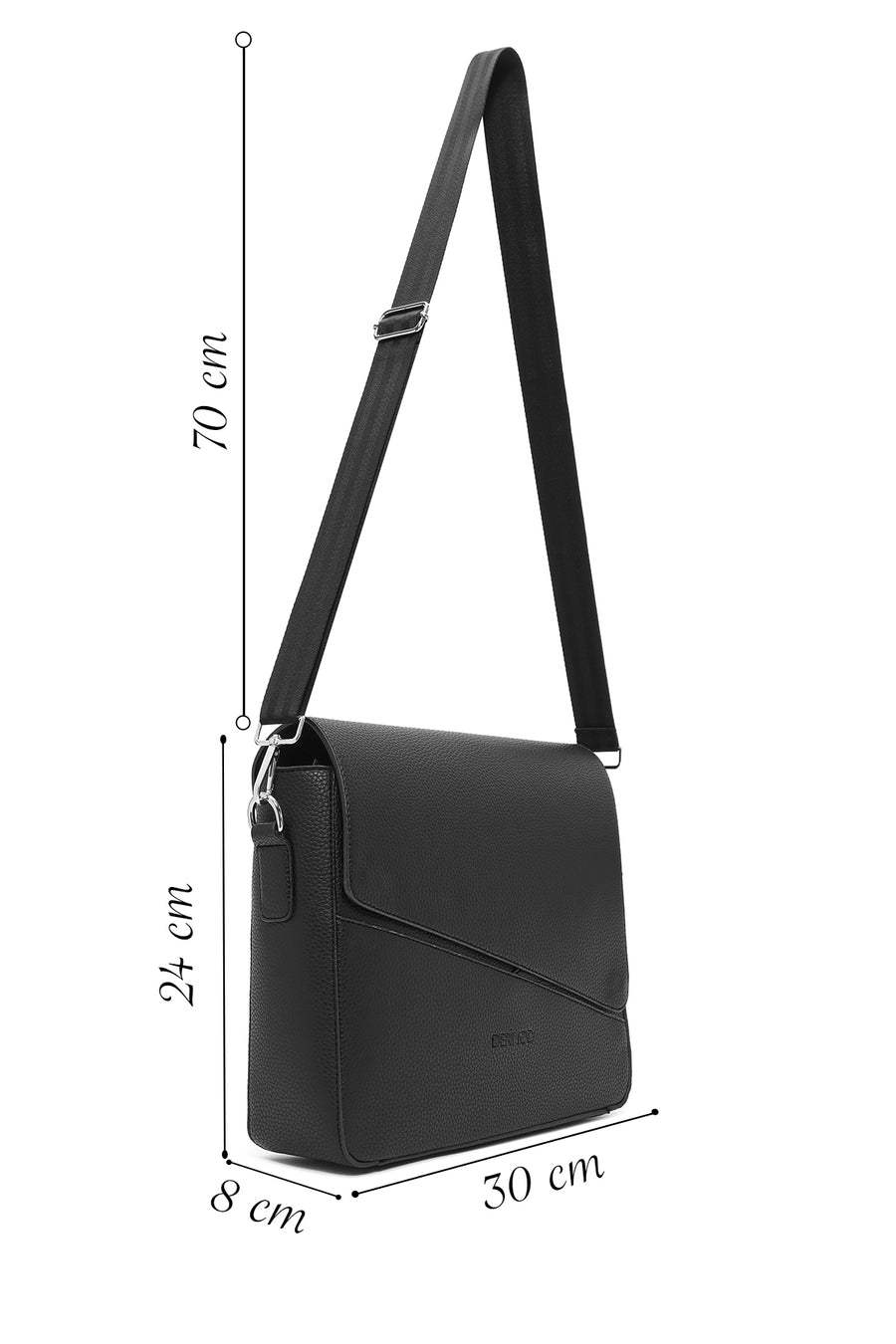 Men's Black Long Strap Messenger Bag