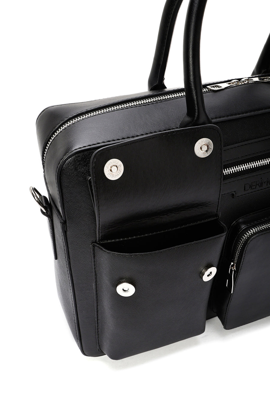 Men's Black Long Strap Briefcase