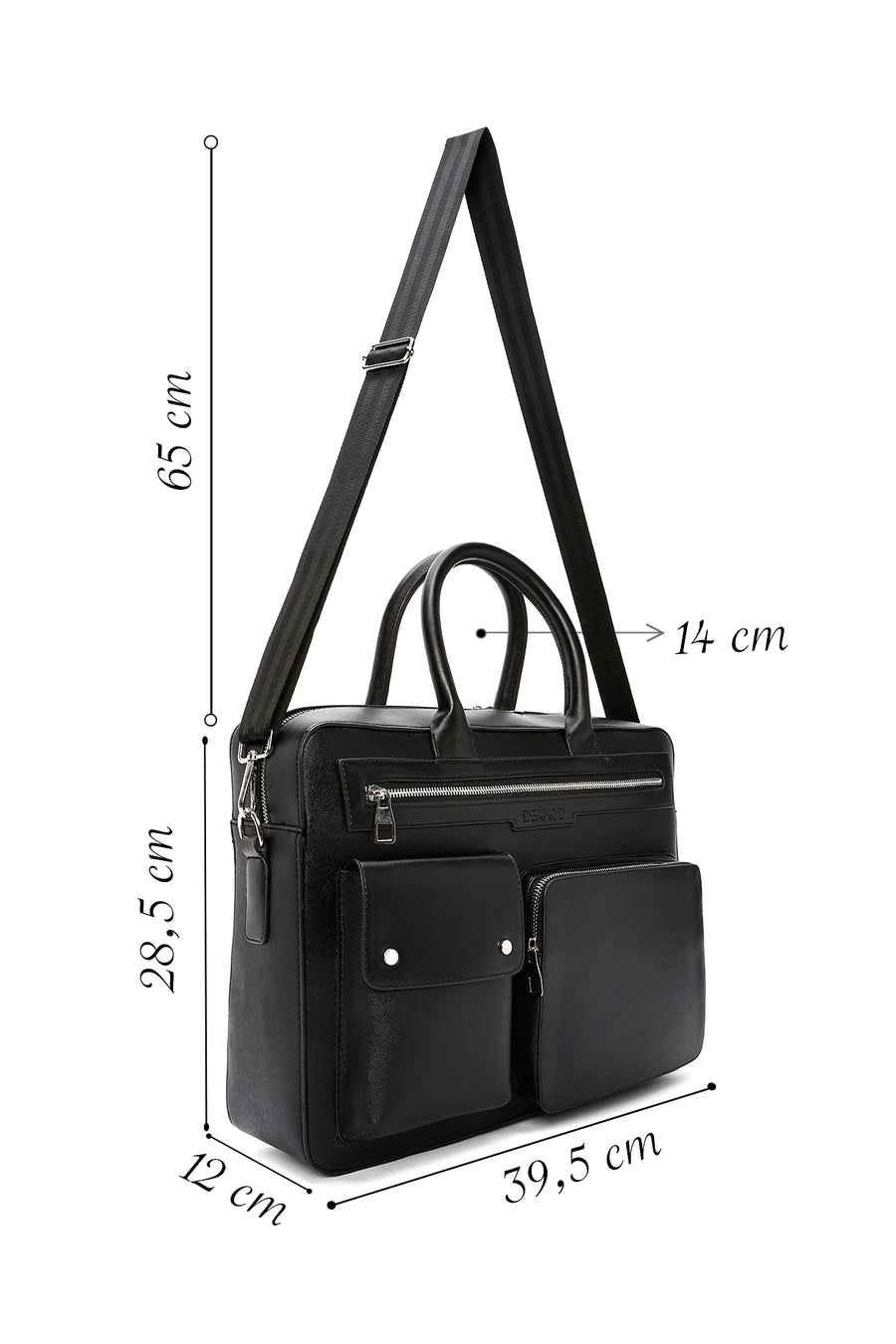 Men's Black Long Strap Briefcase