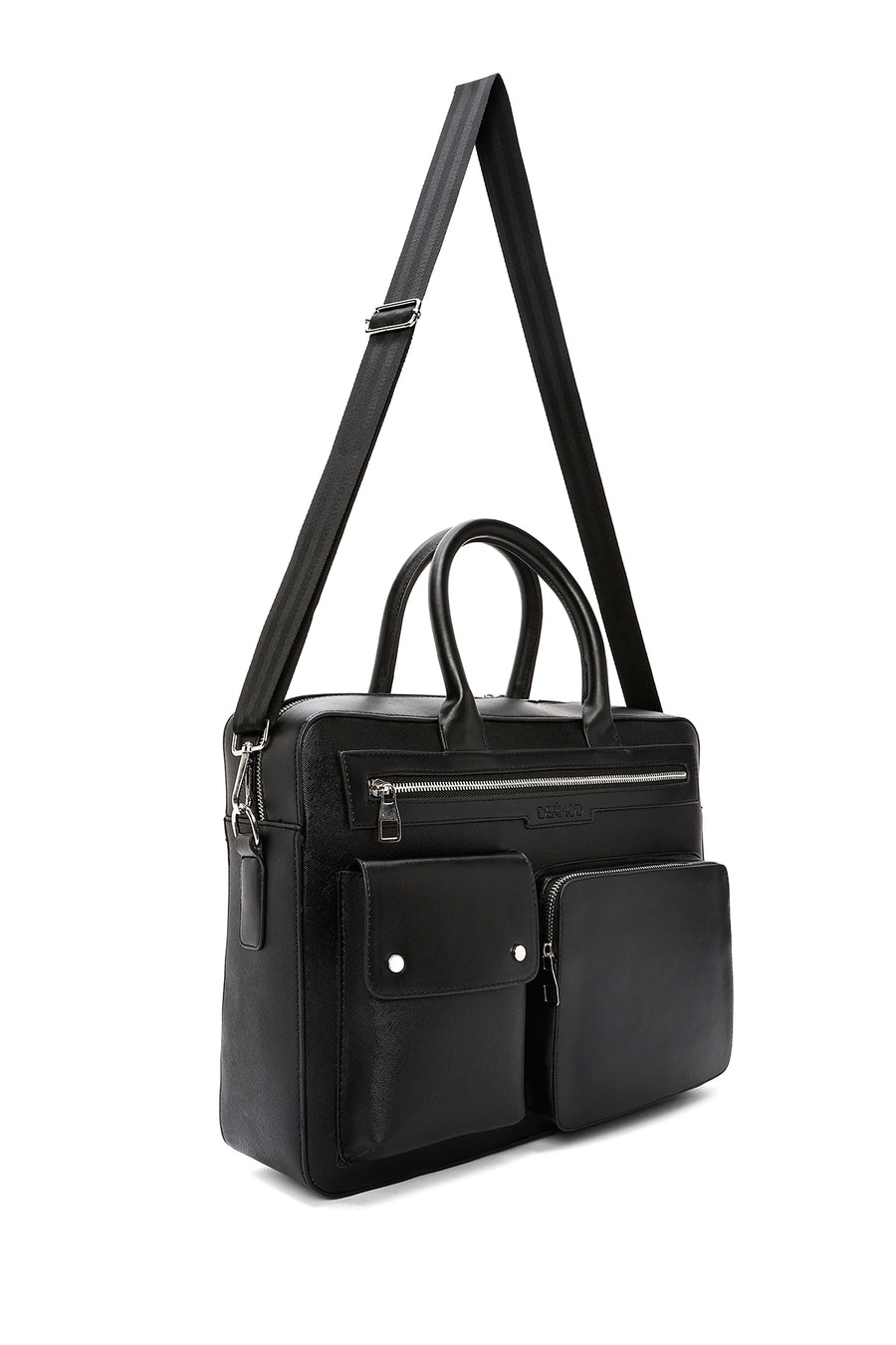 Men's Black Long Strap Briefcase