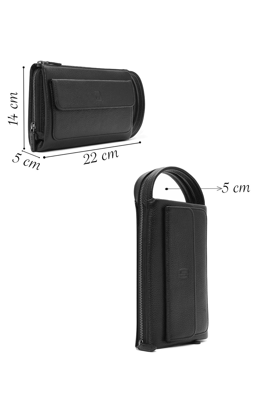 Men's Black Leather Handbag