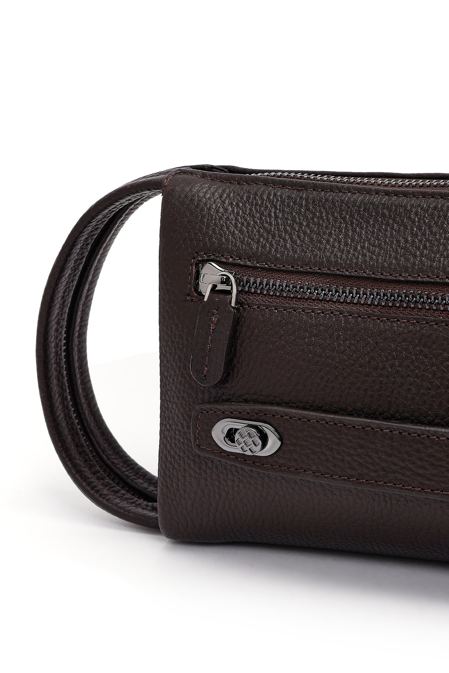 Men's Brown Leather Handbag