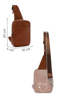 Men's Tan Leather Crossbody Bag | Derimod