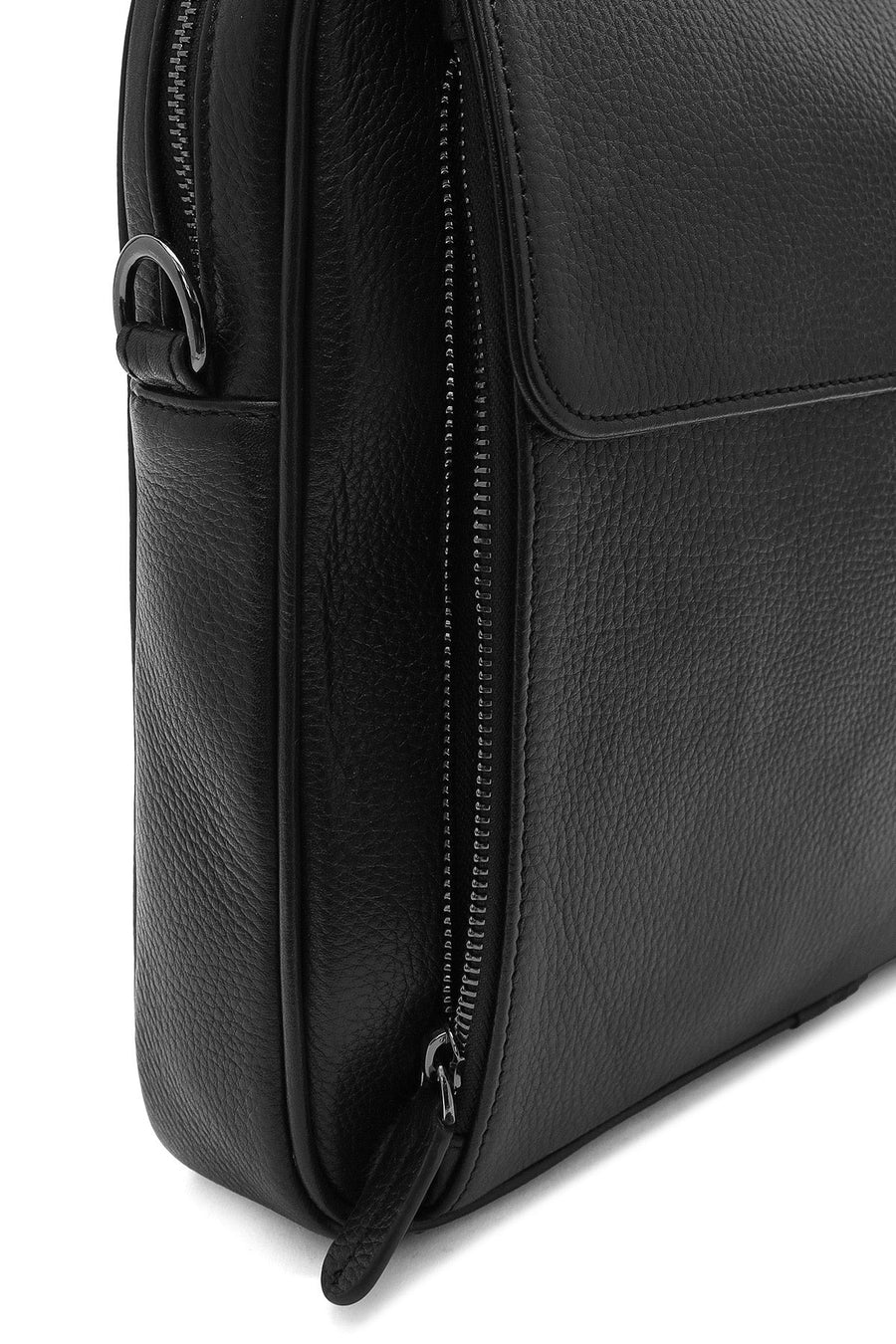 Men's Black Long Strap Leather Briefcase