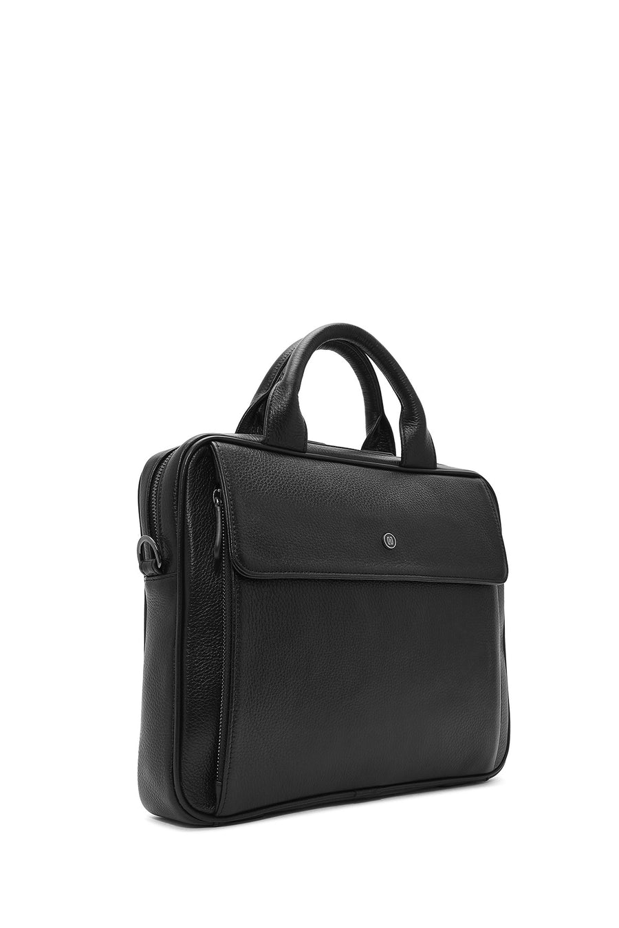 Men's Black Long Strap Leather Briefcase