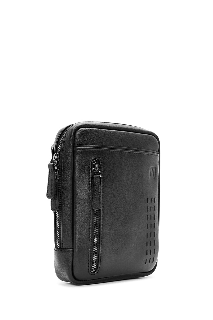 Men's Black Leather Messenger Bag