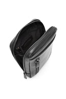 Men's Black Leather Messenger Bag | Derimod