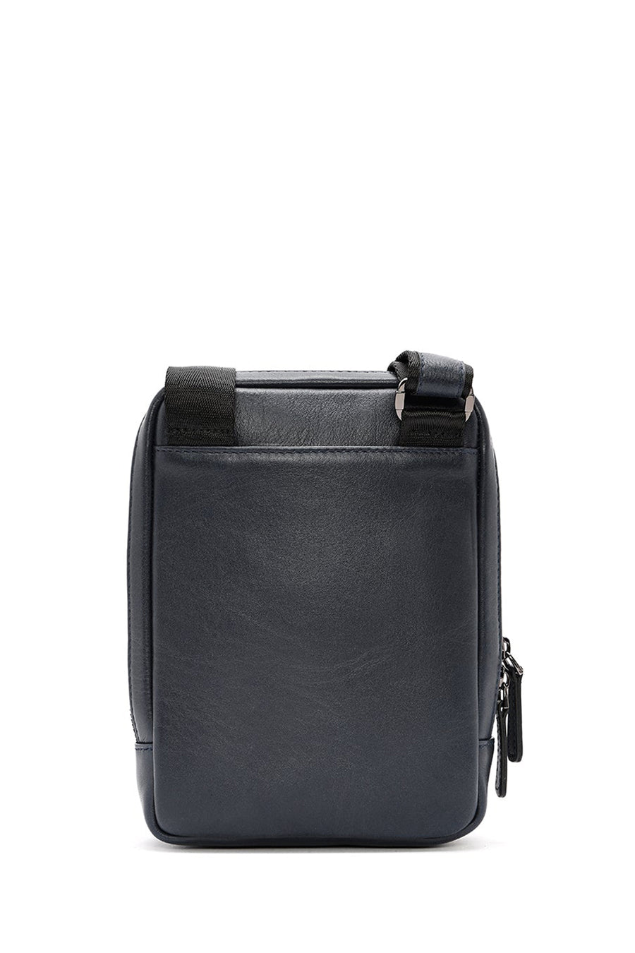 Men's Navy Blue Leather Messenger Bag