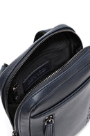Men's Navy Blue Leather Messenger Bag | Derimod