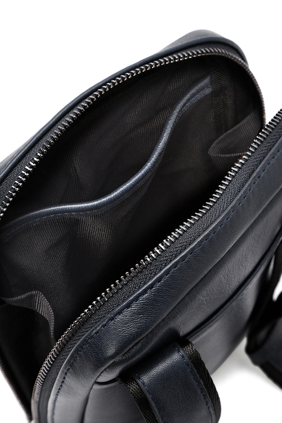 Men's Navy Blue Leather Messenger Bag