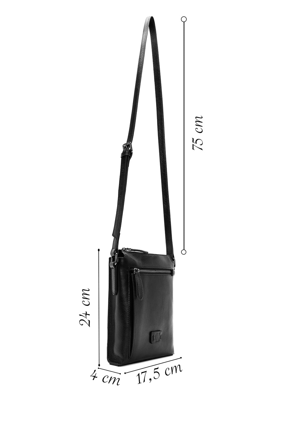 Men's Black Leather Messenger Bag