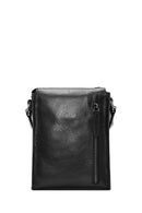 Men's Black Leather Messenger Bag | Derimod