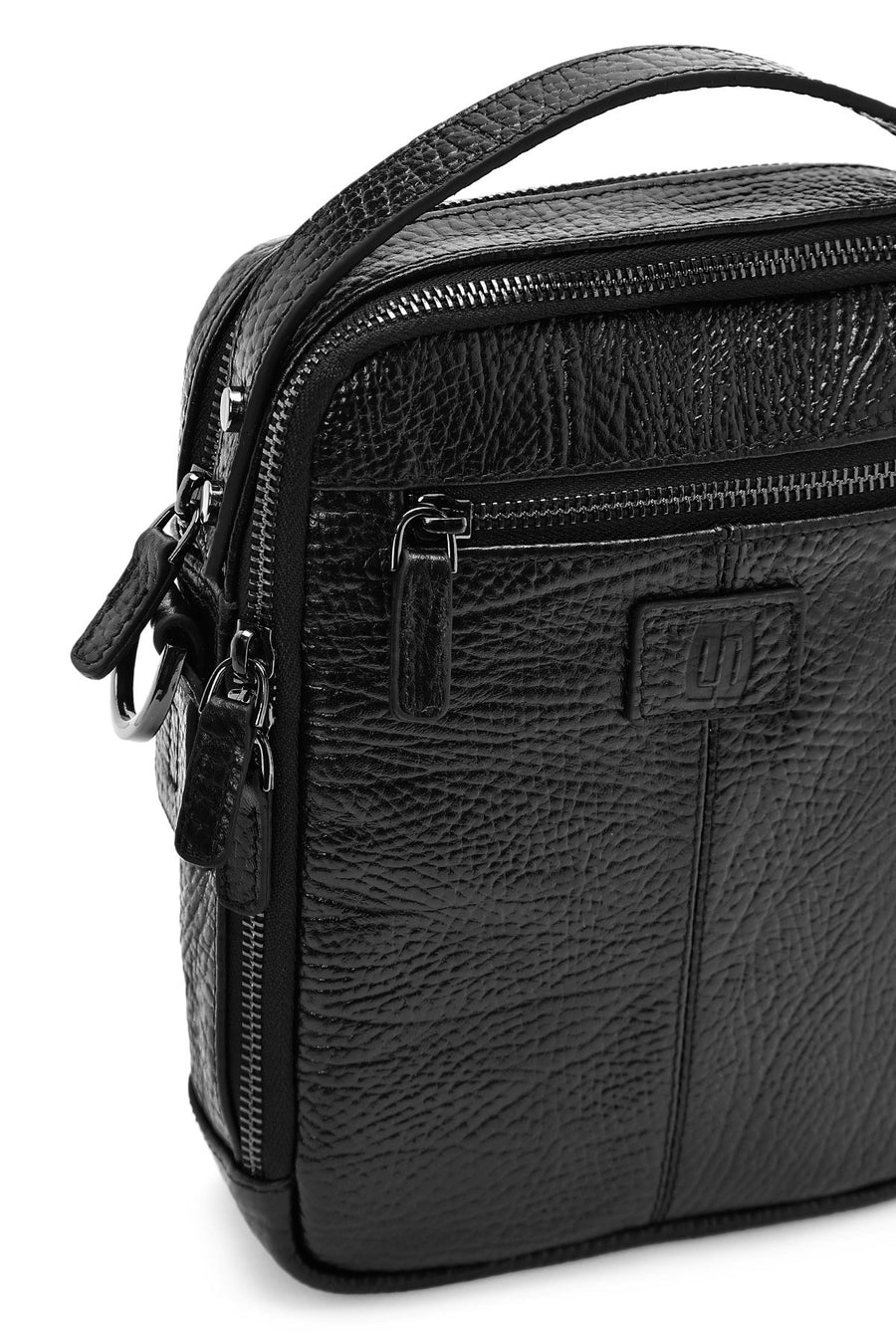 Men's Black Long Strap Leather Crossbody Bag