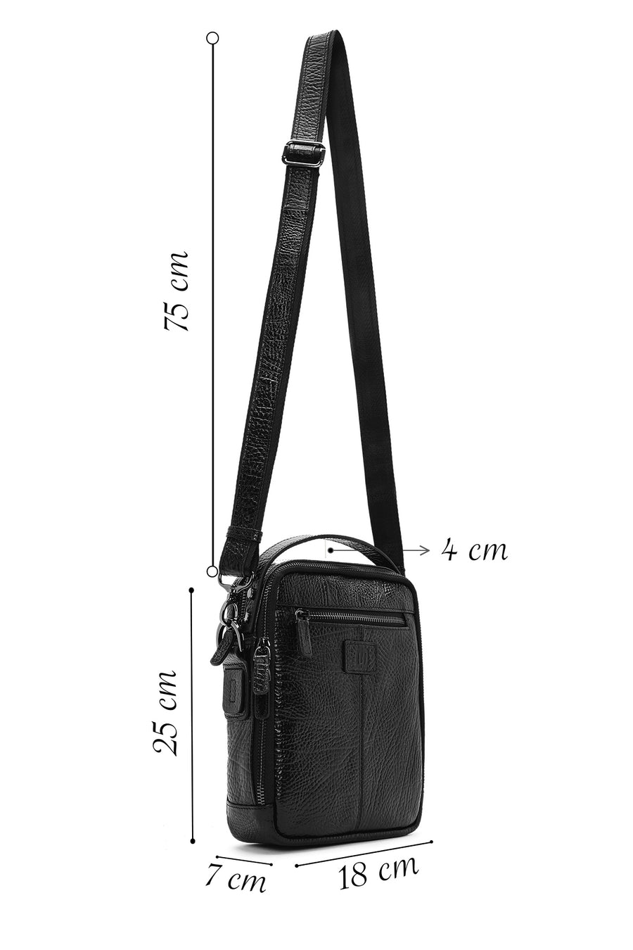 Men's Black Long Strap Leather Crossbody Bag