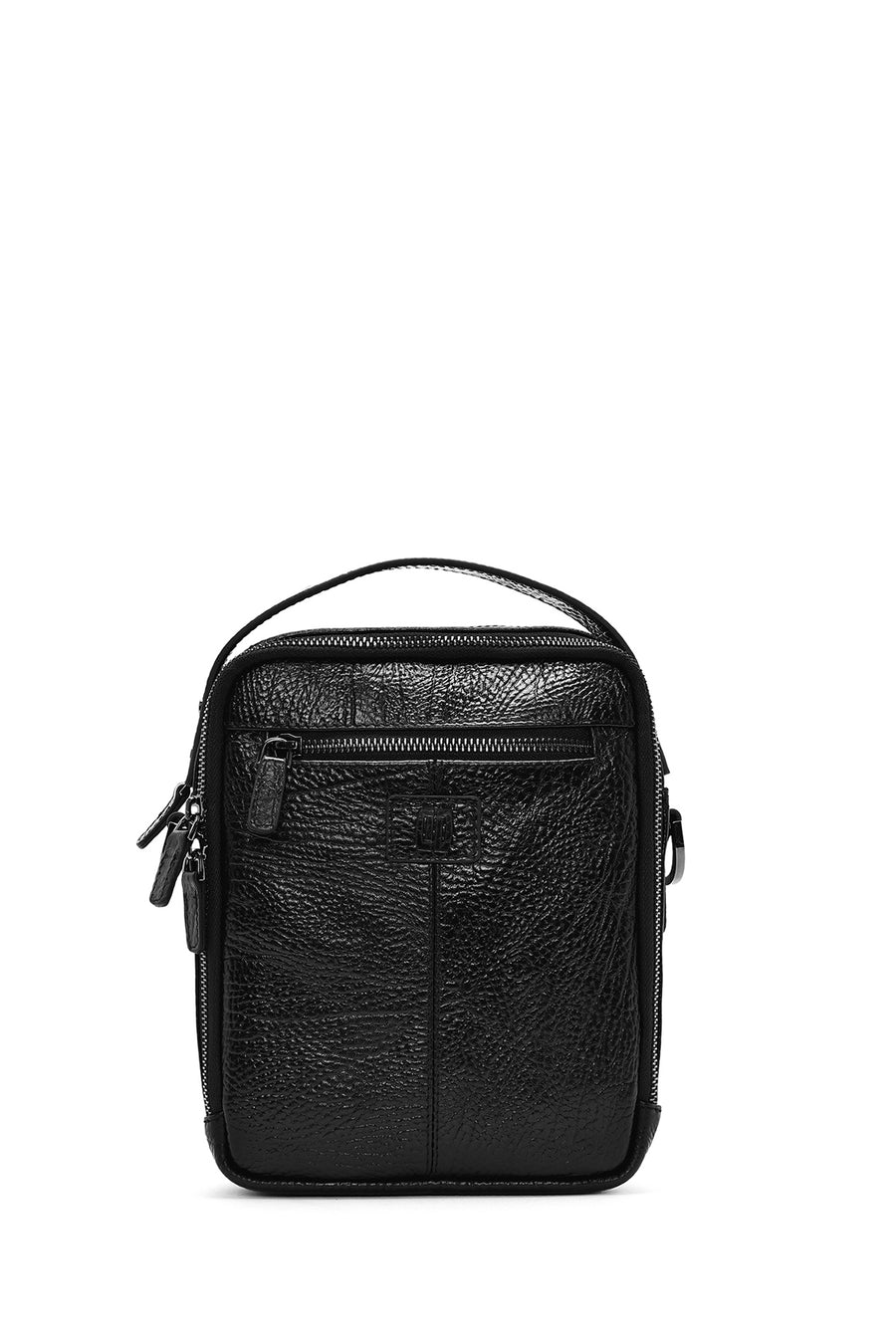 Men's Black Long Strap Leather Crossbody Bag