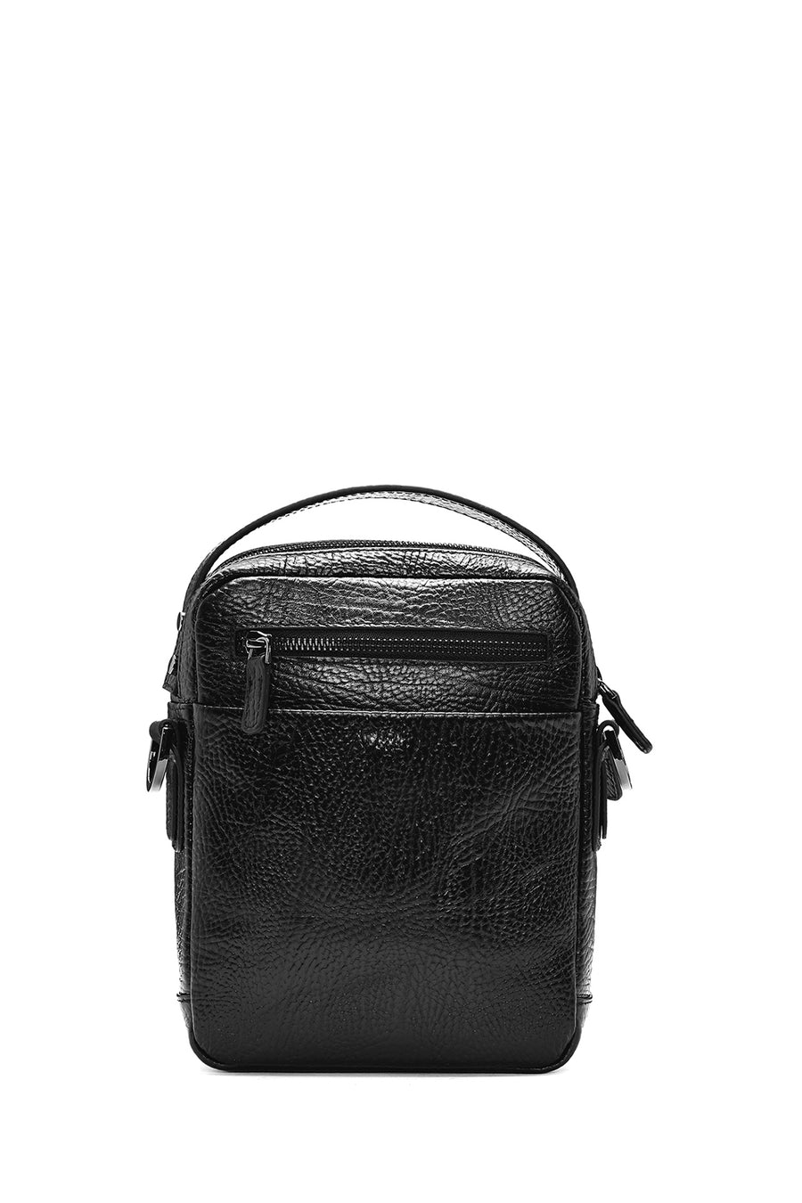 Men's Black Long Strap Leather Crossbody Bag