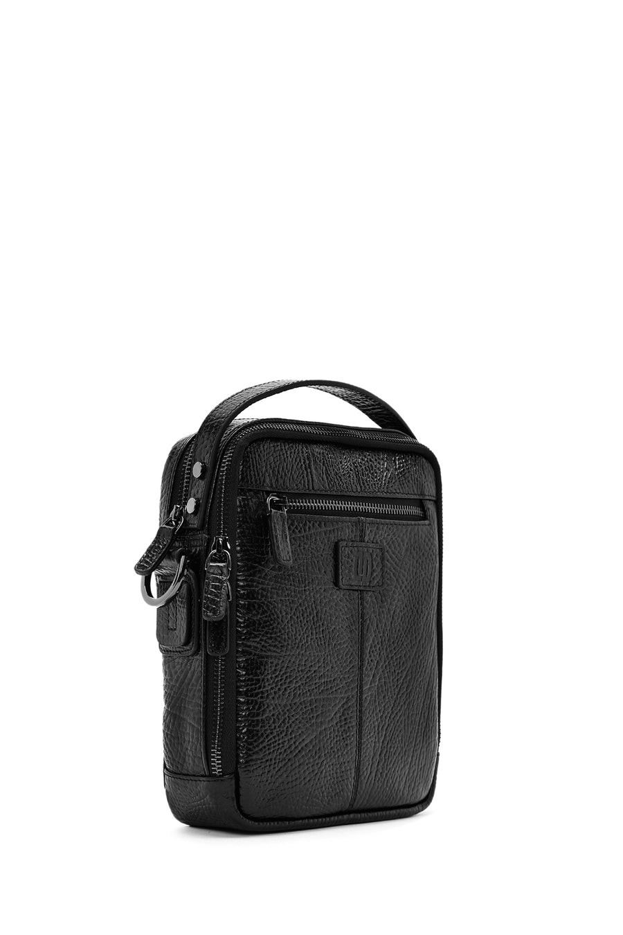 Men's Black Long Strap Leather Crossbody Bag