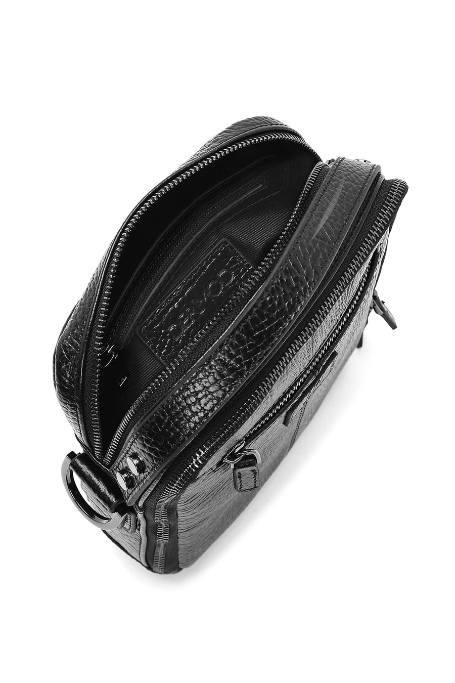 Men's Black Long Strap Leather Crossbody Bag
