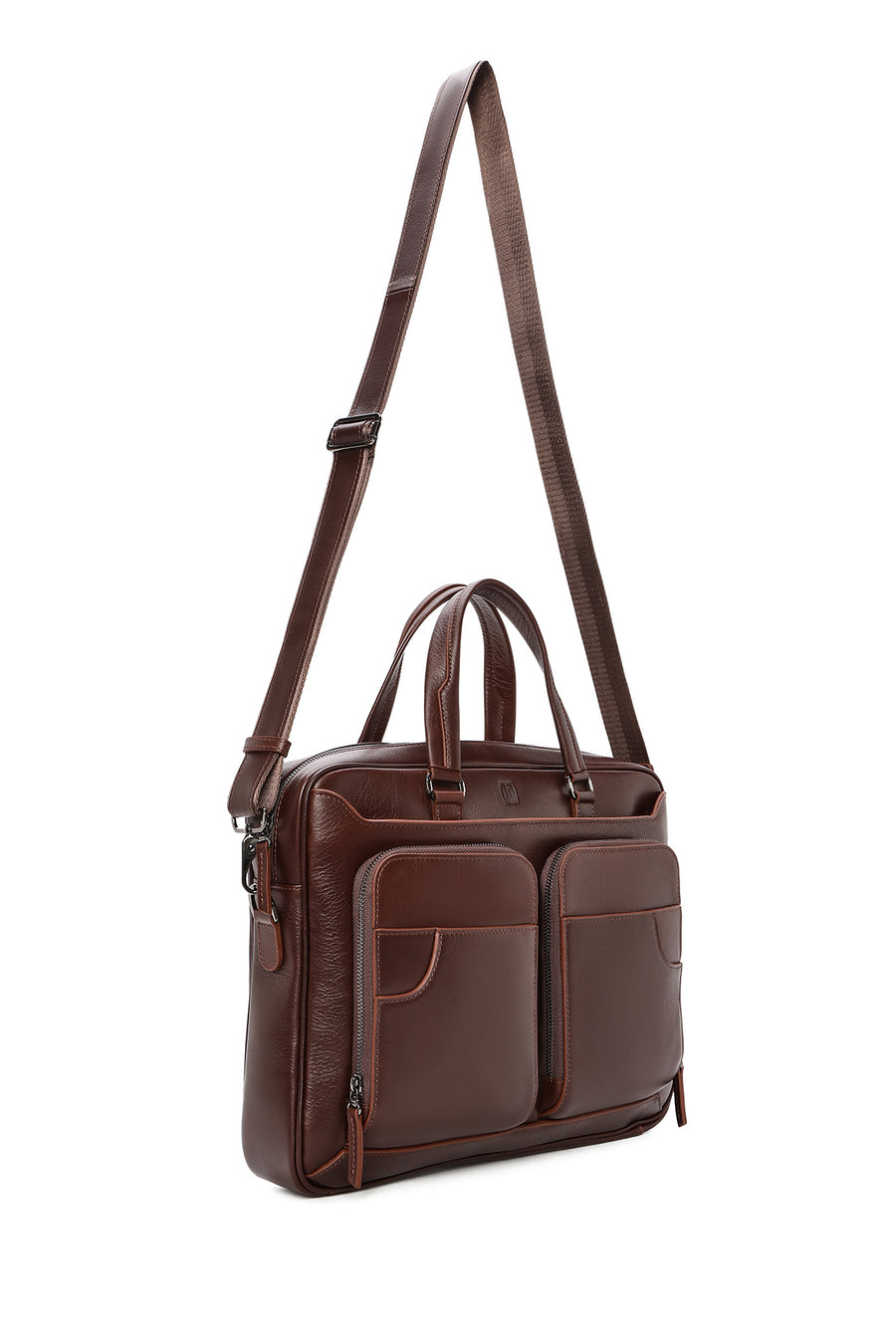 Men's Brown Long Strap Leather Briefcase
