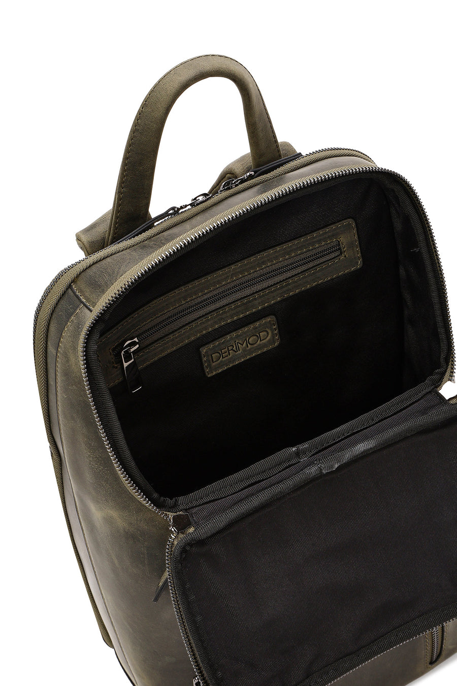 Men's Khaki Leather Backpack