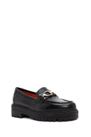 Derimod Gritti Women's Black Buckle Detailed Leather Masculine Loafer | Derimod