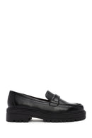 Derimod Gritti Women's Black Leather Masculine Loafer | Derimod